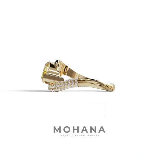 2 Carat Fancy Yellow Marquise Cut Lab Grown Diamond Engagement Ring - Maya