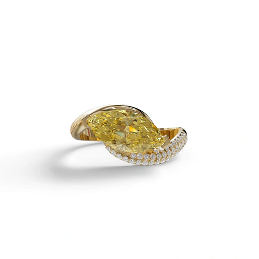 2 Carat Fancy Yellow Marquise Cut Lab Grown Diamond Engagement Ring - Maya - 10K Solid Gold / Yellow Gold