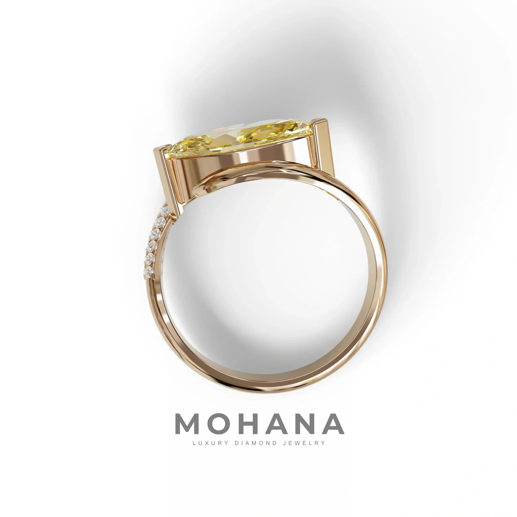 2 Carat Fancy Yellow Marquise Cut Lab Grown Diamond Engagement Ring - Maya