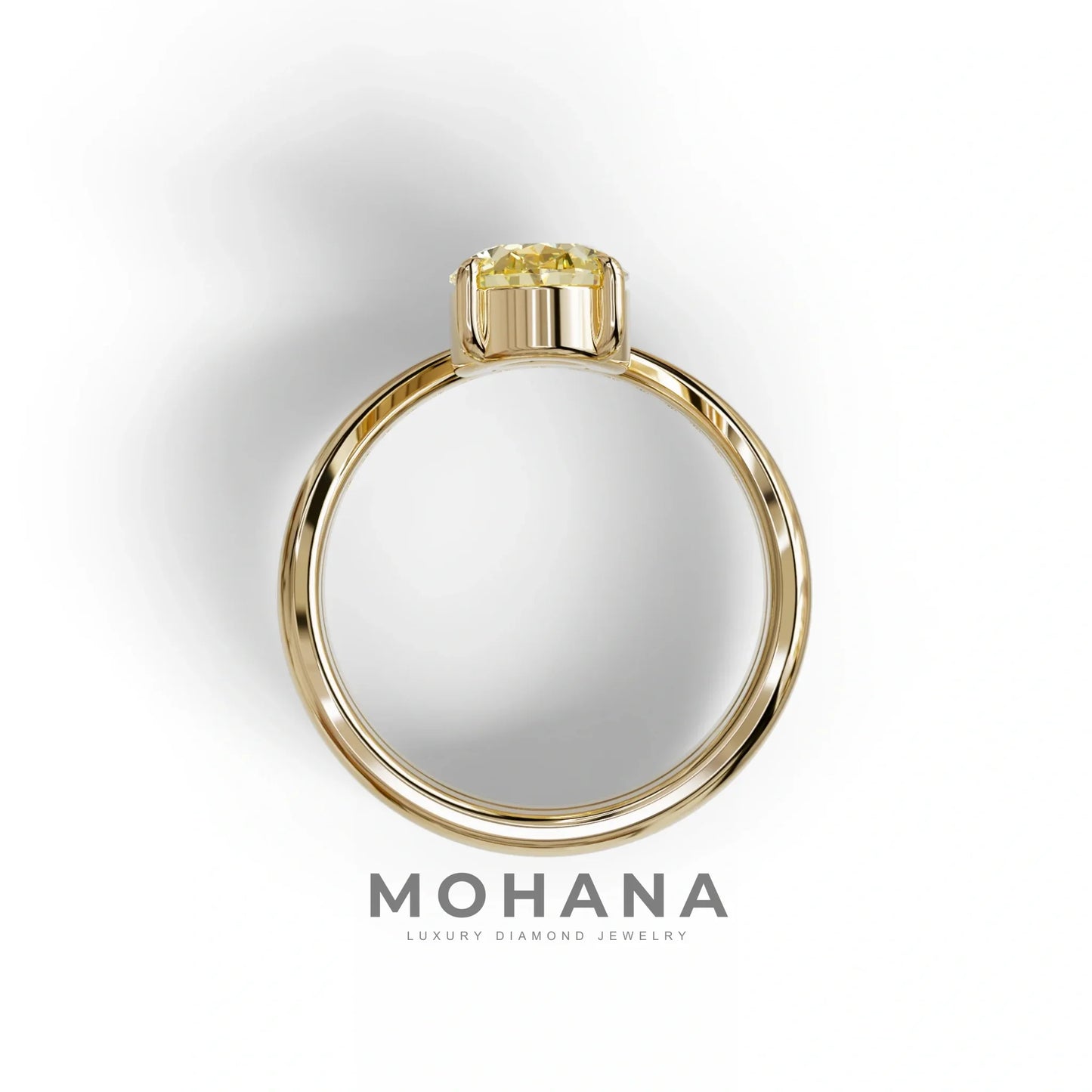 2 Carat Fancy Yellow Oval Cut Lab Grown Diamond Ring | Curve Setting - Brilliance
