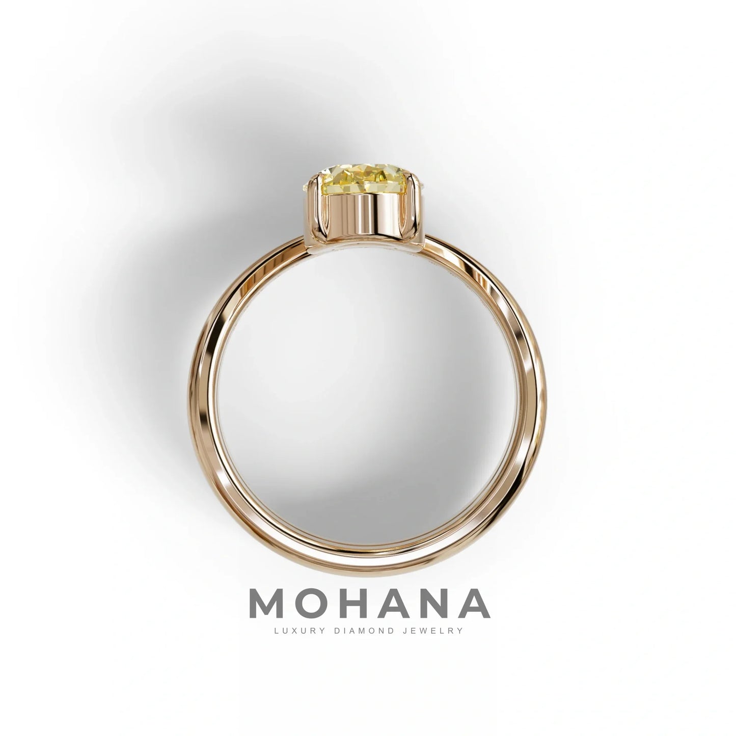 2 Carat Fancy Yellow Oval Cut Lab Grown Diamond Ring | Curve Setting - Brilliance