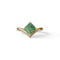 2 Ct Fancy Vivid Green Asscher Cut Lab Diamond Solitaire Engagement Ring - Louily - 10K Solid Gold / Yellow Gold