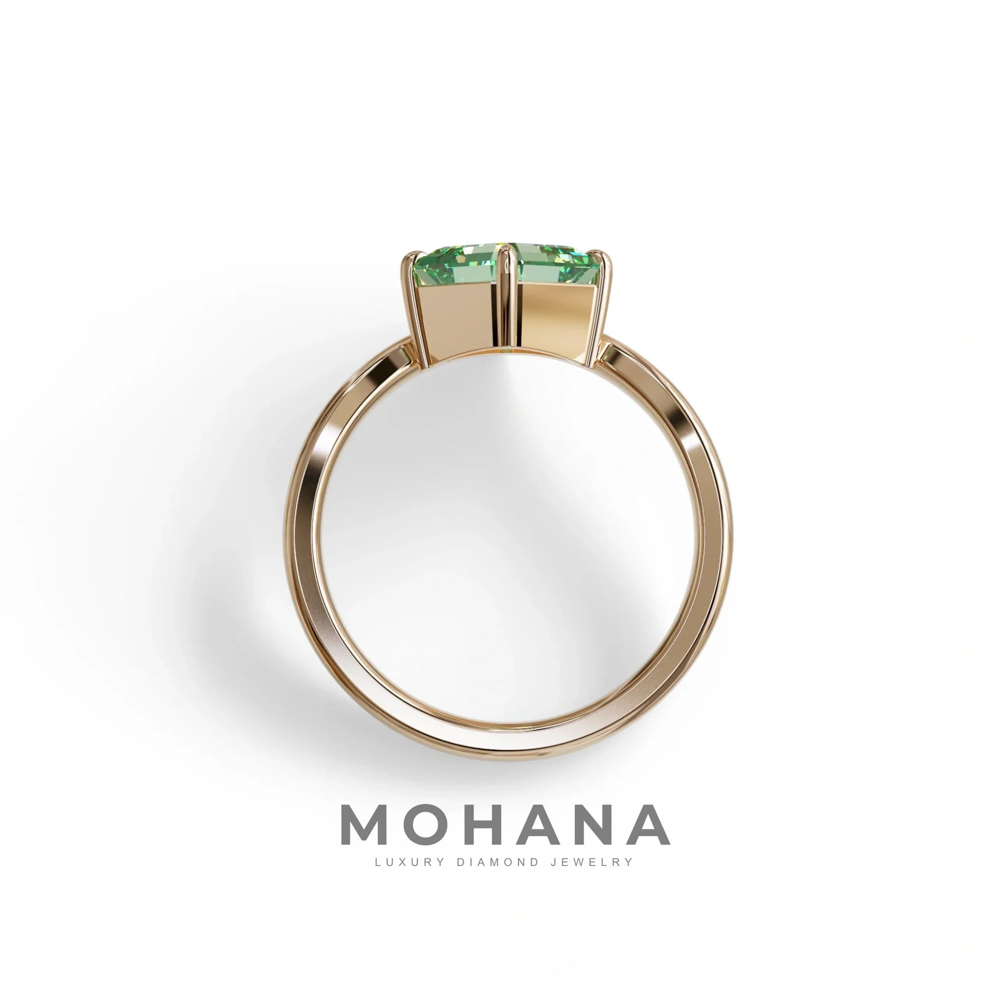 2 Ct Fancy Vivid Green Asscher Cut Lab Diamond Solitaire Engagement Ring - Louily