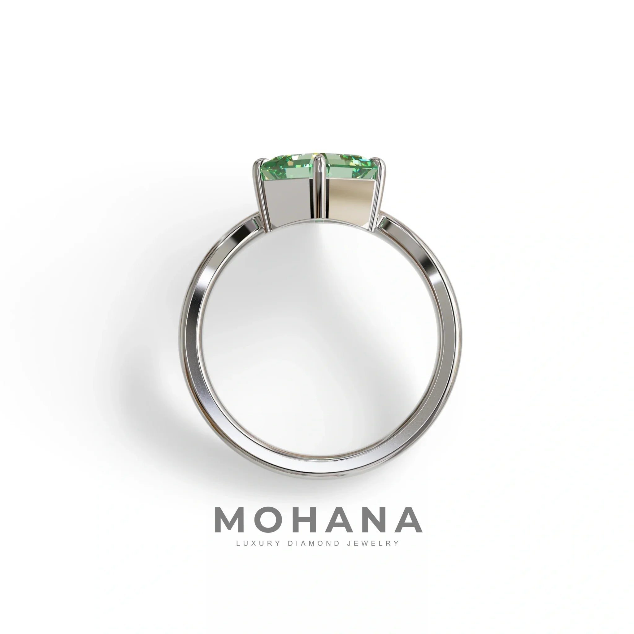 2 Ct Fancy Vivid Green Asscher Cut Lab Diamond Solitaire Engagement Ring - Louily