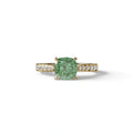 2 Carat Green Color Cushion Cut Lab Diamond Engagement Ring set - Leo - 10K Solid Gold / Yellow Gold