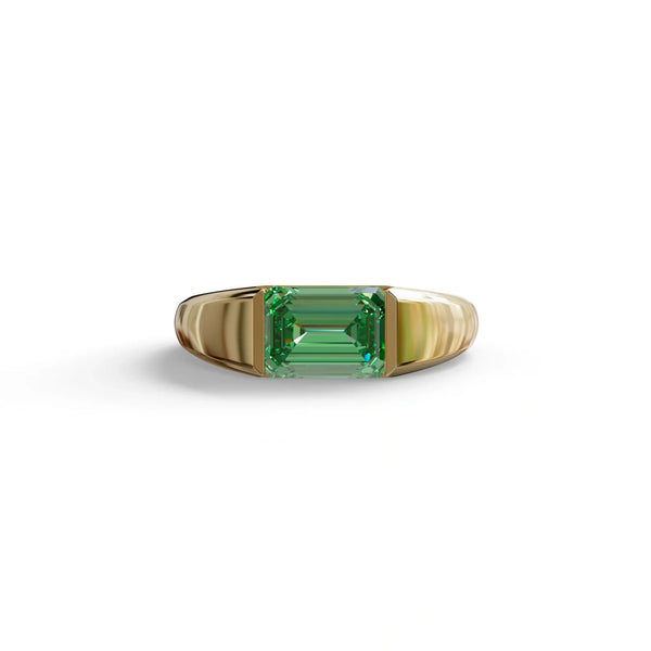 2 Carat Green Lab Grown Diamond Engagement Ring – Emerald Cut Bezel | Ashleen