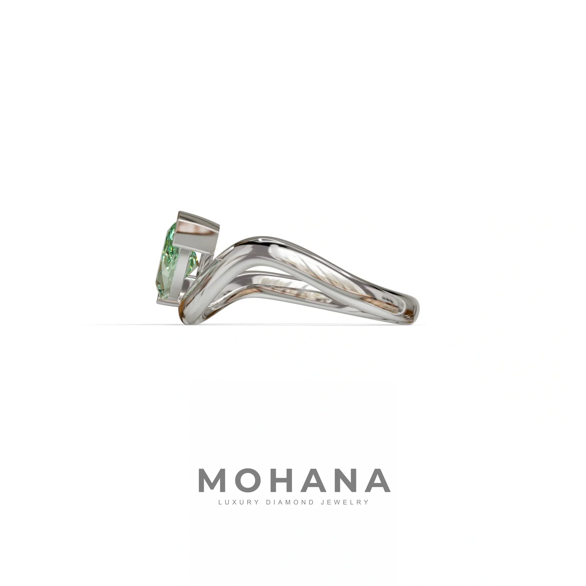 2 Ct Fancy Vivid Green Marquise Cut Lab Diamond In Solitaire Setting Ring - Jiani
