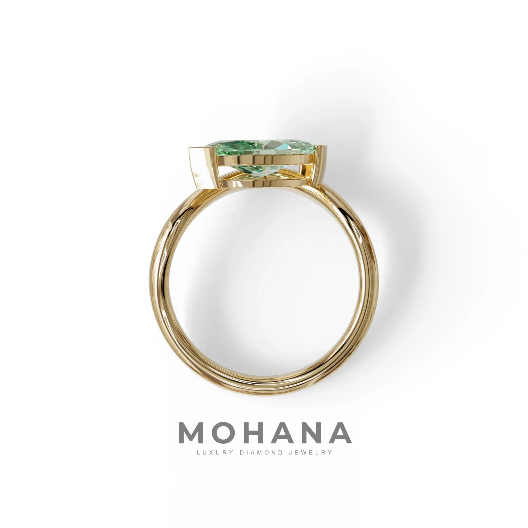 2 Ct Fancy Vivid Green Marquise Cut Lab Diamond In Solitaire Setting Ring - Jiani