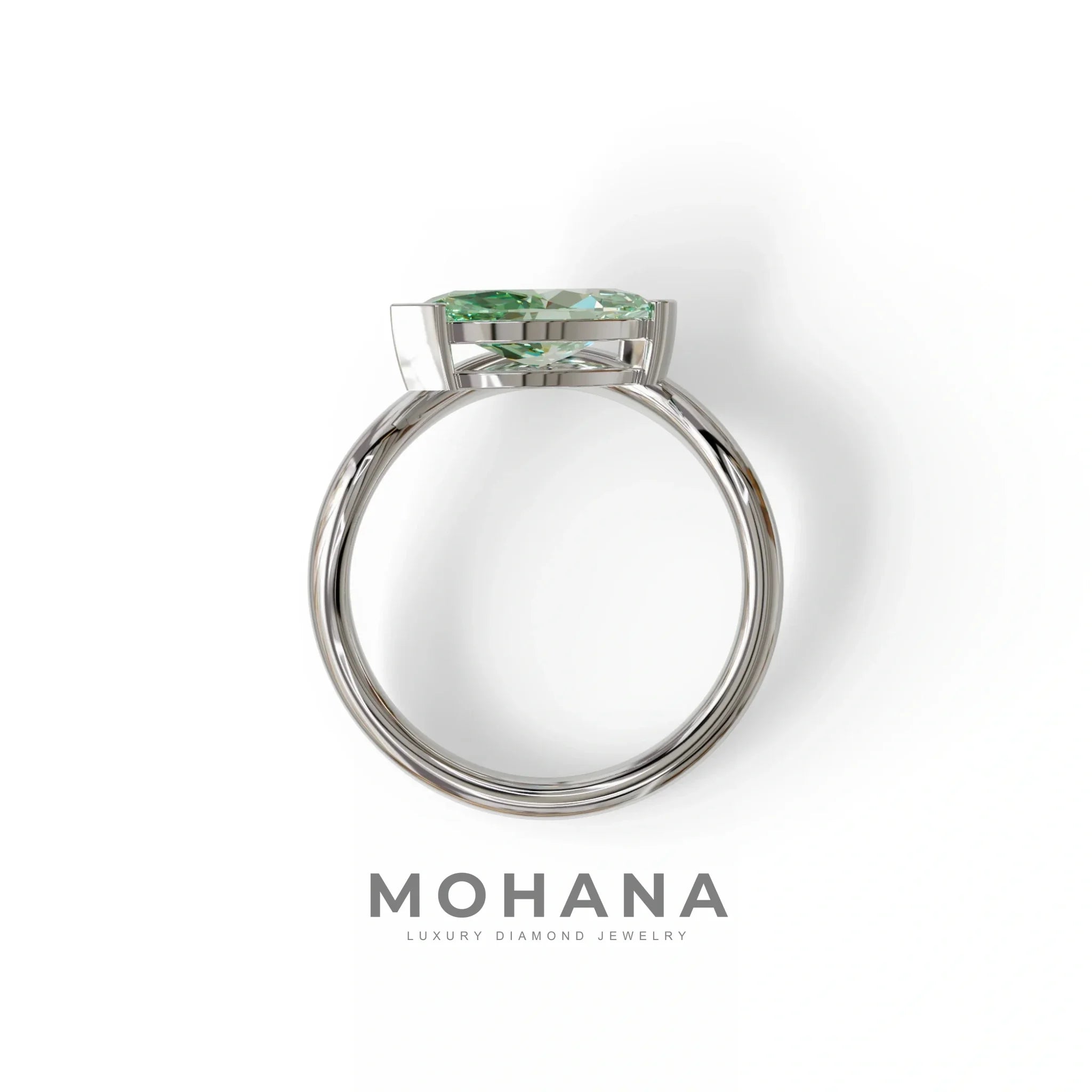 2 Ct Fancy Vivid Green Marquise Cut Lab Diamond In Solitaire Setting Ring - Jiani
