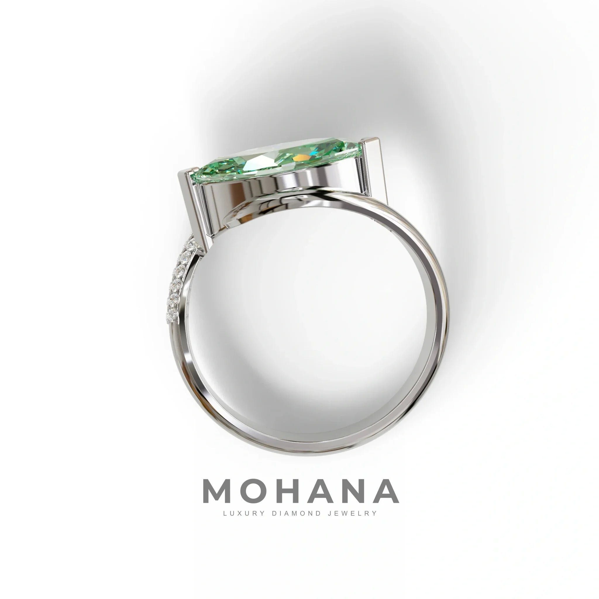 2 Carat Fancy Vivid Green Marquise Cut Lab Grown Diamond Engagement Ring - Maya