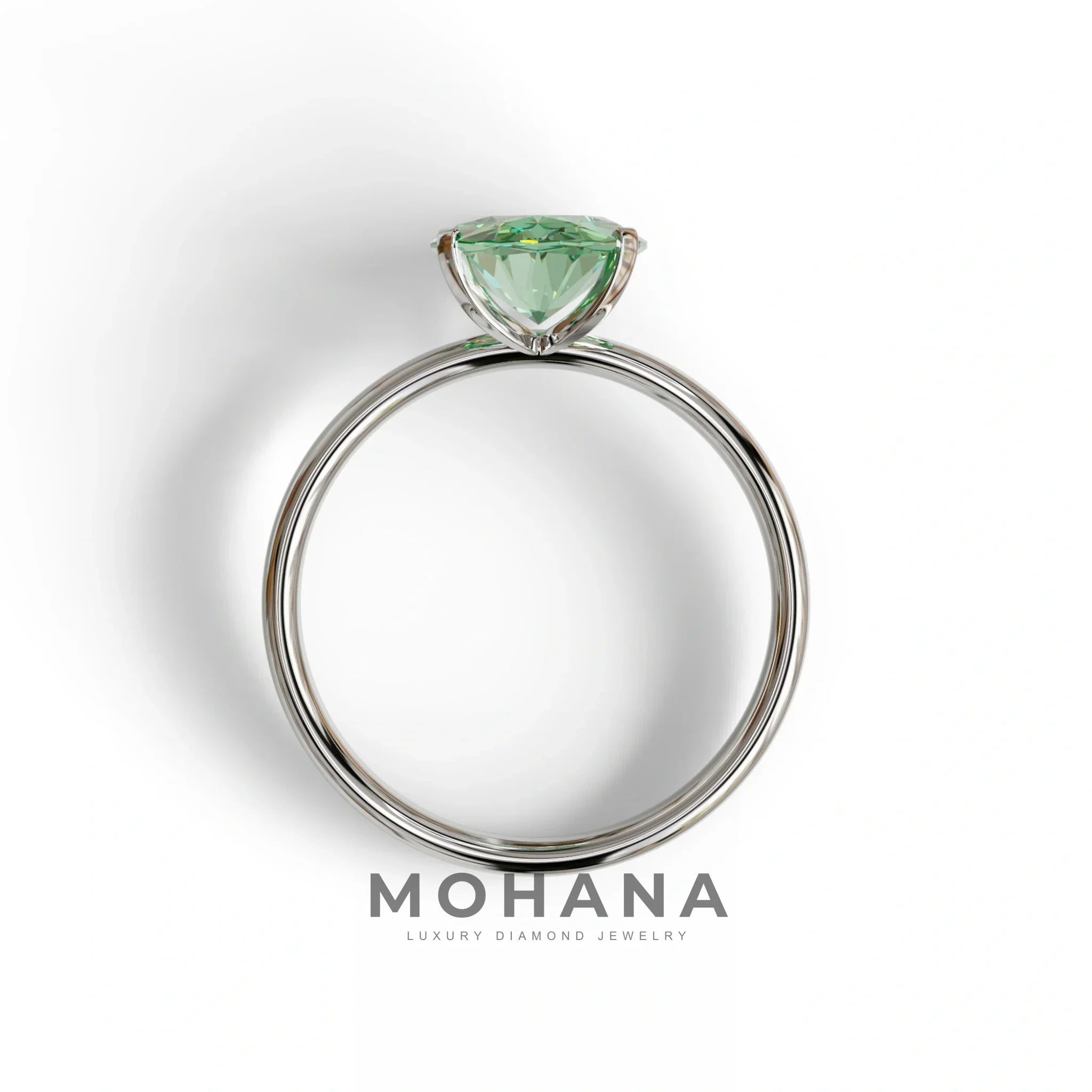2 ct Oval Solitaire Diamond Ring Green Lab Diamond Engagement Ring - Eira