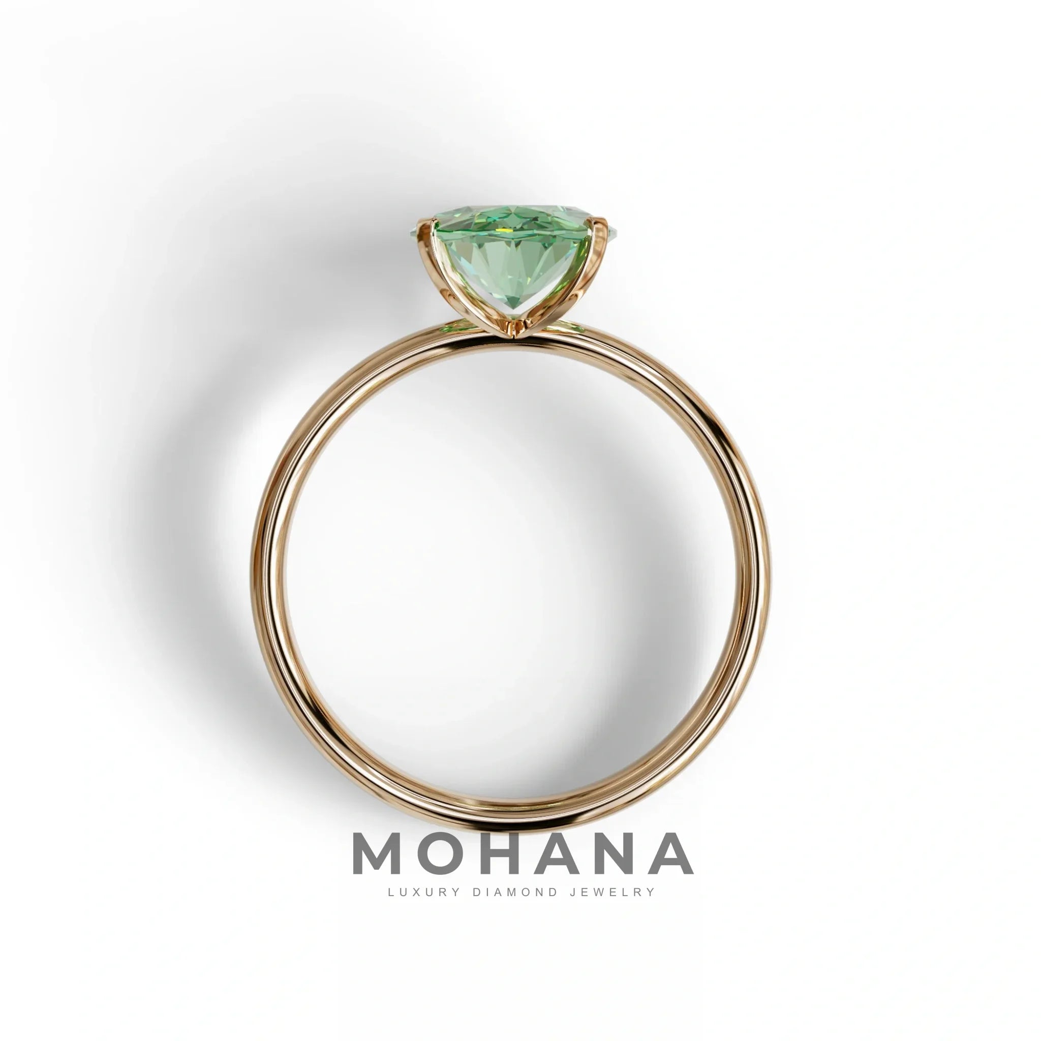 2 ct Oval Solitaire Diamond Ring Green Lab Diamond Engagement Ring - Eira