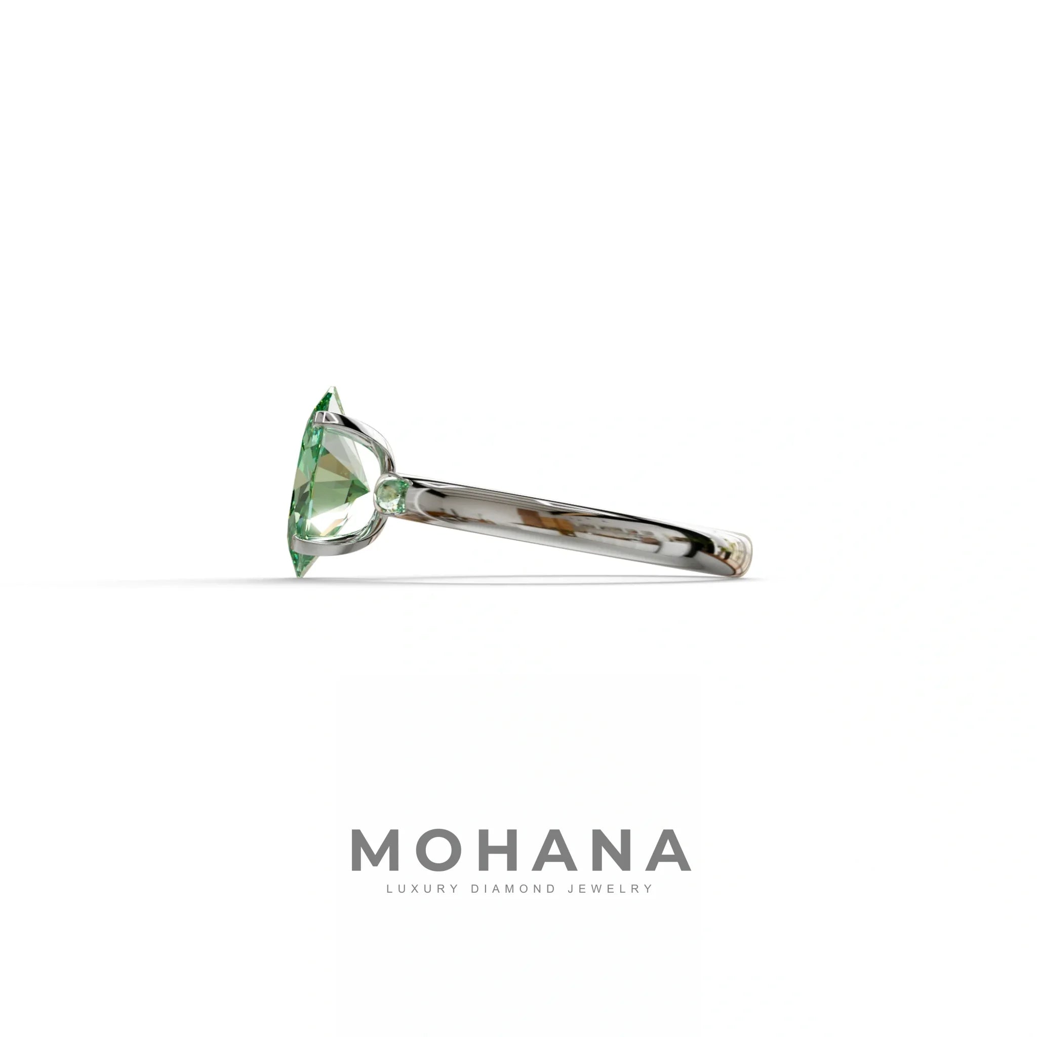 2 ct Oval Solitaire Diamond Ring Green Lab Diamond Engagement Ring - Eira