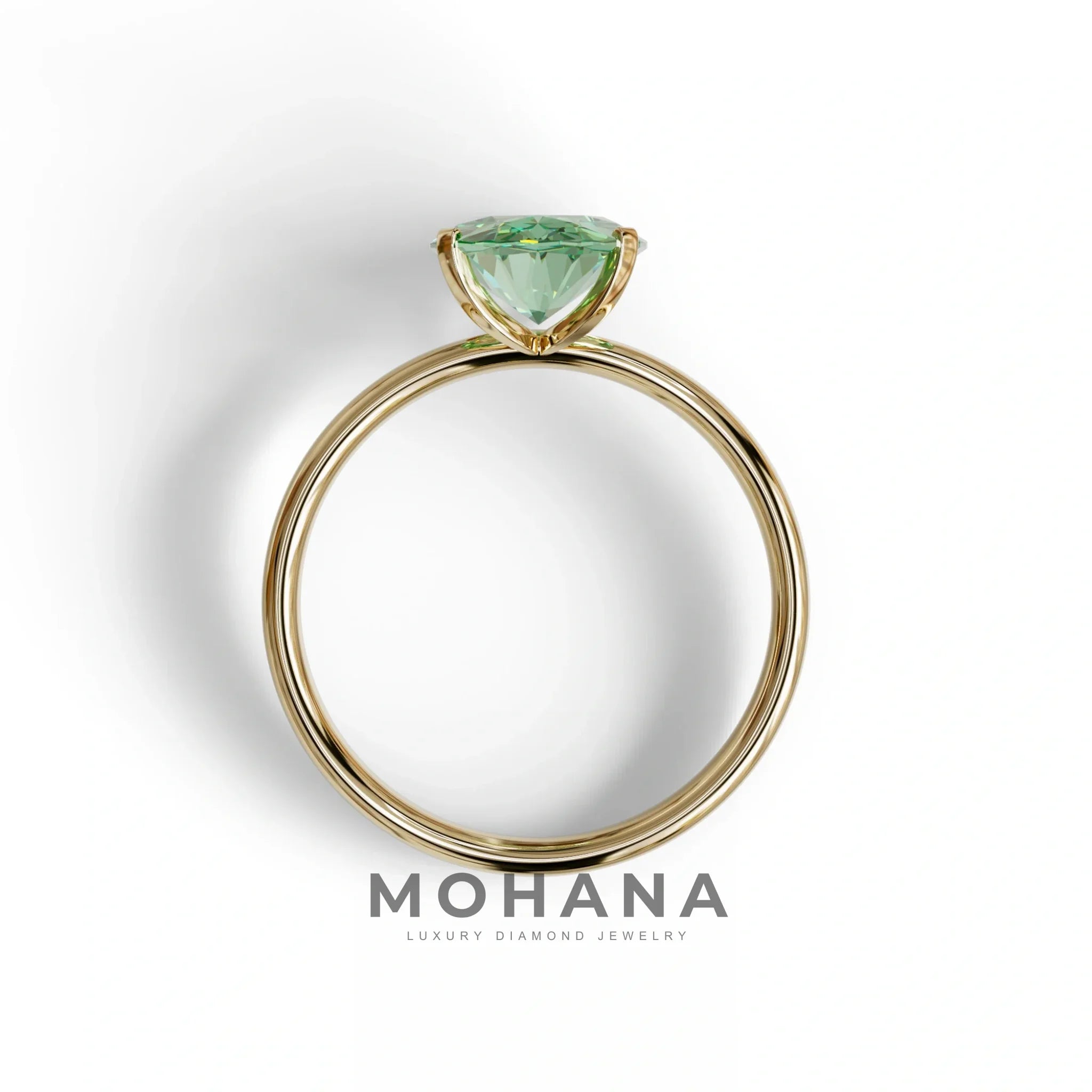 2 ct Oval Solitaire Diamond Ring Green Lab Diamond Engagement Ring - Eira