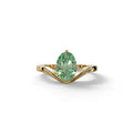 Nested 2 Carat Green Oval Cut Solitaire Lab Grown Diamond Engagement Ring - Aura - 10K Solid Gold / Yellow Gold