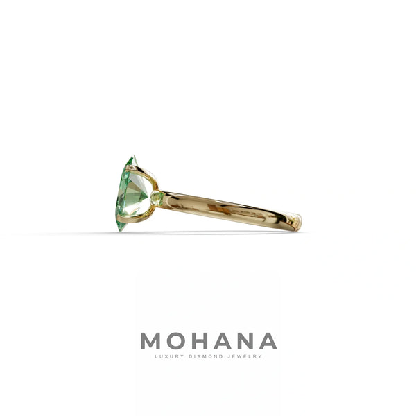 2 Carat Green Lab Grown Diamond Engagement Ring – Oval Cut Solitaire | Eira alternate view