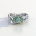 2 Carat East-West Fancy Vivid Green Pear Cut Lab Diamond Engagement Ring - J’Lure - 10K Solid Gold / White Gold
