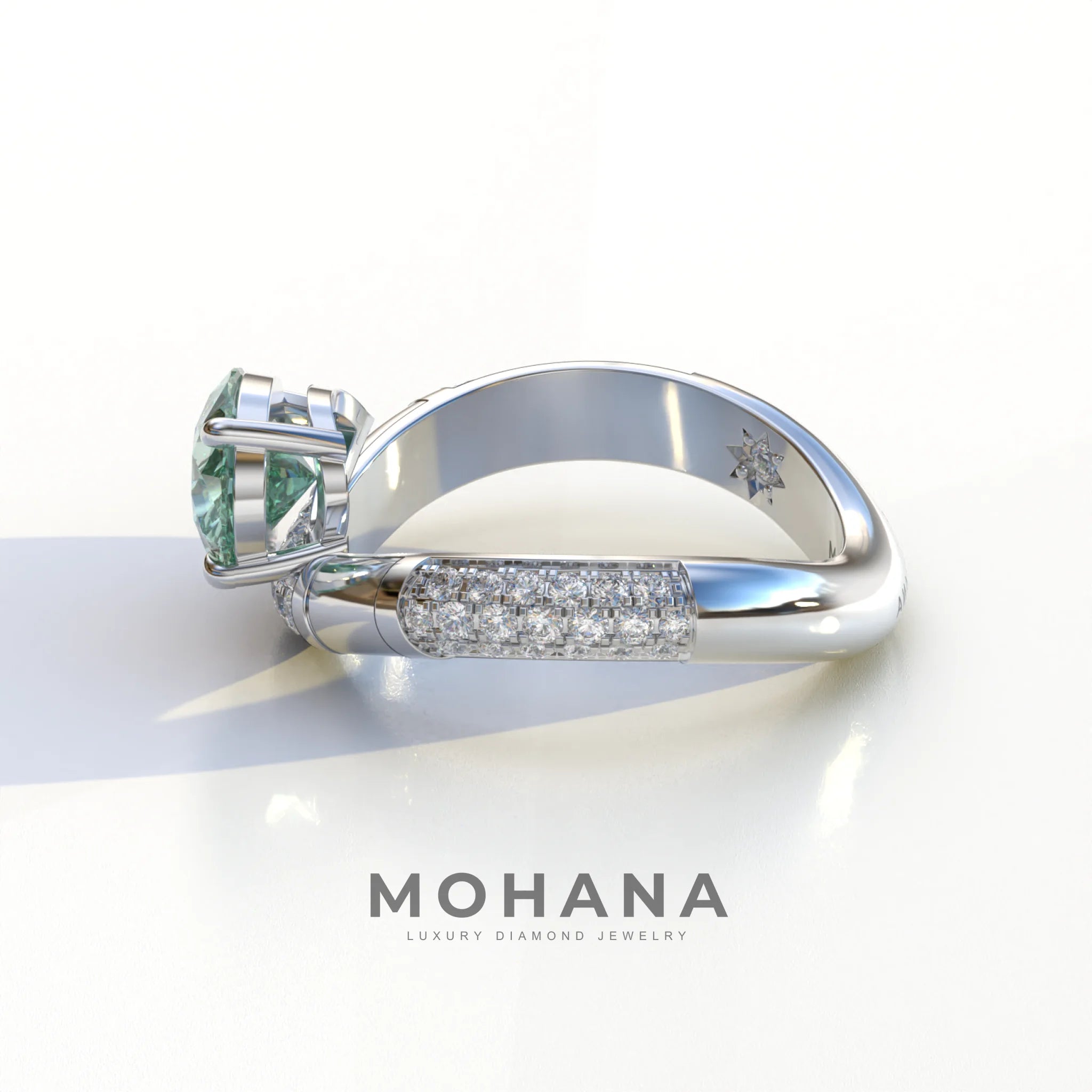 2 Carat East-West Fancy Vivid Green Pear Cut Lab Diamond Engagement Ring - J’Lure
