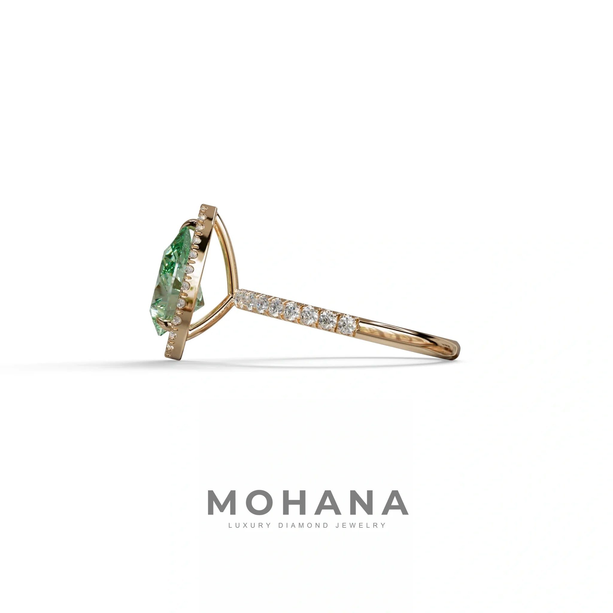 2 Carat Green Pear Cut Halo & Pave Lab Diamond Ring - Glam Deck
