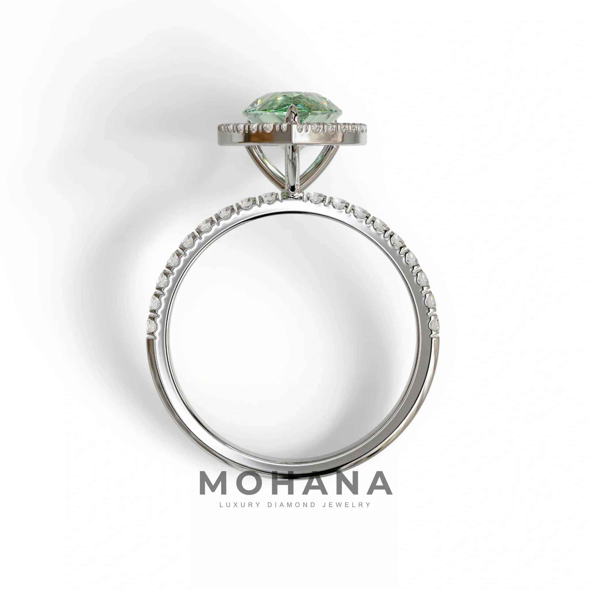 2 Carat Green Pear Cut Halo & Pave Lab Diamond Ring - Glam Deck