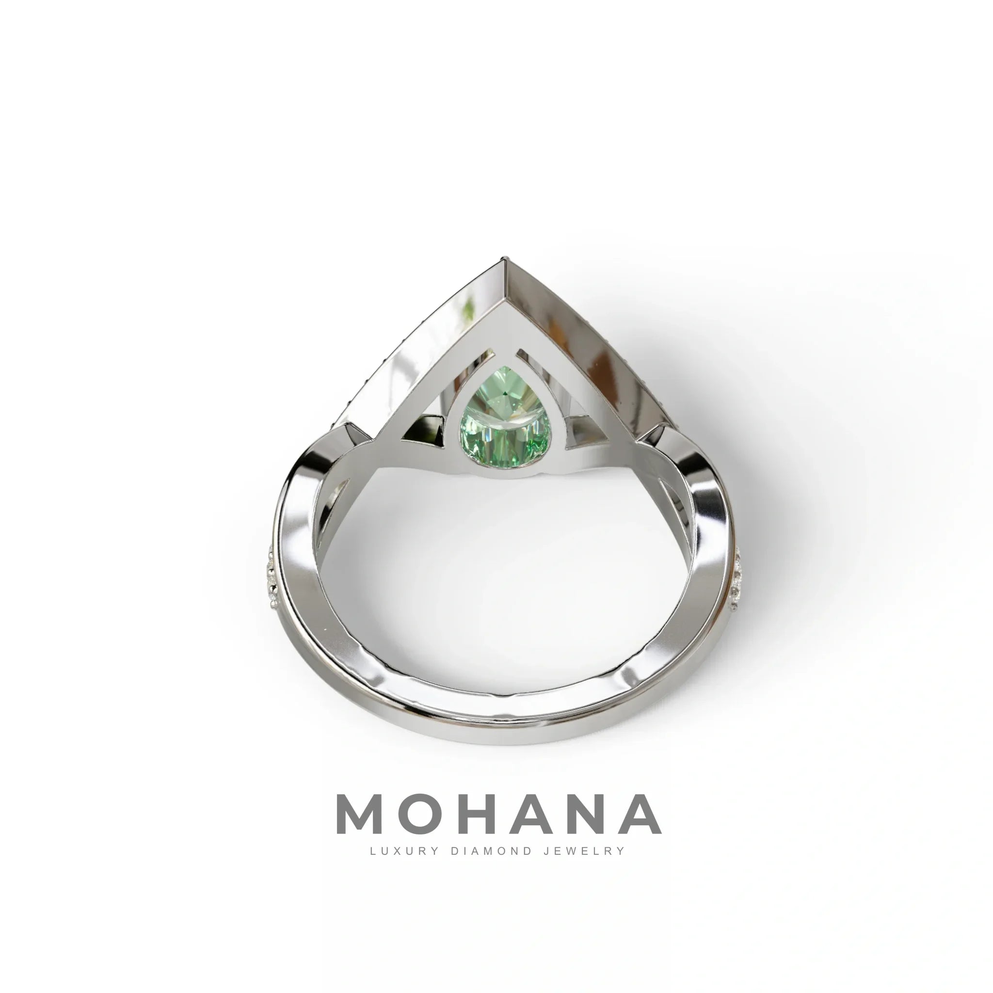 2 Carat Green Pear Cut Tear Drop Lab Diamond Ring - Glamly