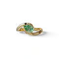 1 Carat Green Pear Cut Solitaire Lab Grown Diamond Ring - Maniya - 10K Solid Gold / Yellow Gold