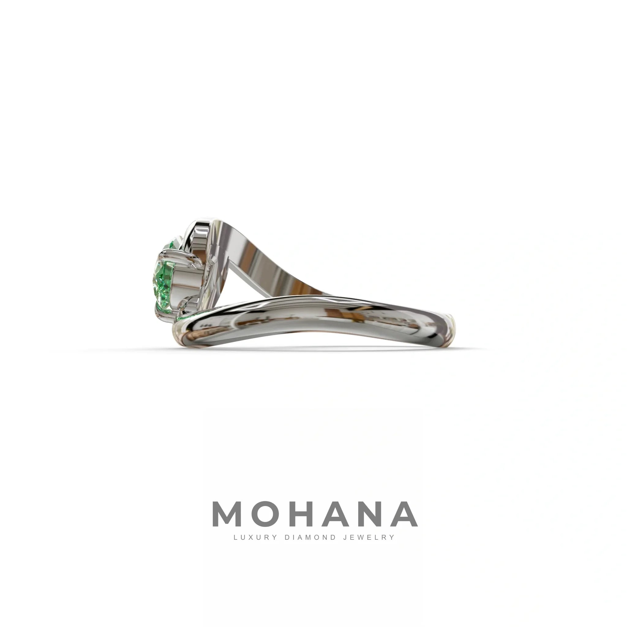 1 Carat Green Pear Cut Solitaire Lab Grown Diamond Ring - Maniya