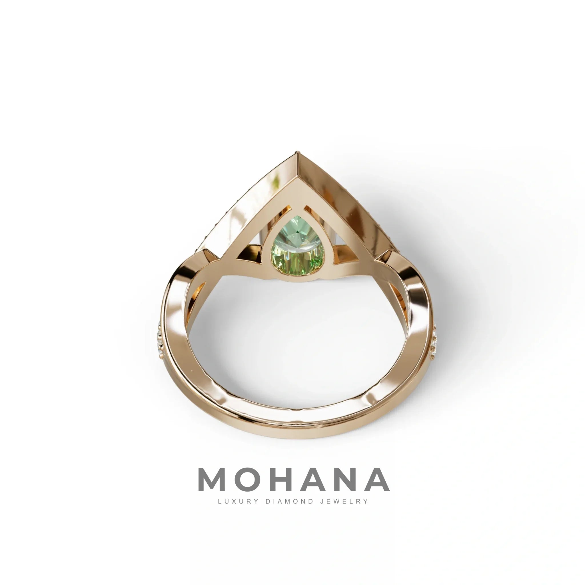 2 Carat Green Pear Cut Tear Drop Lab Diamond Ring - Glamly