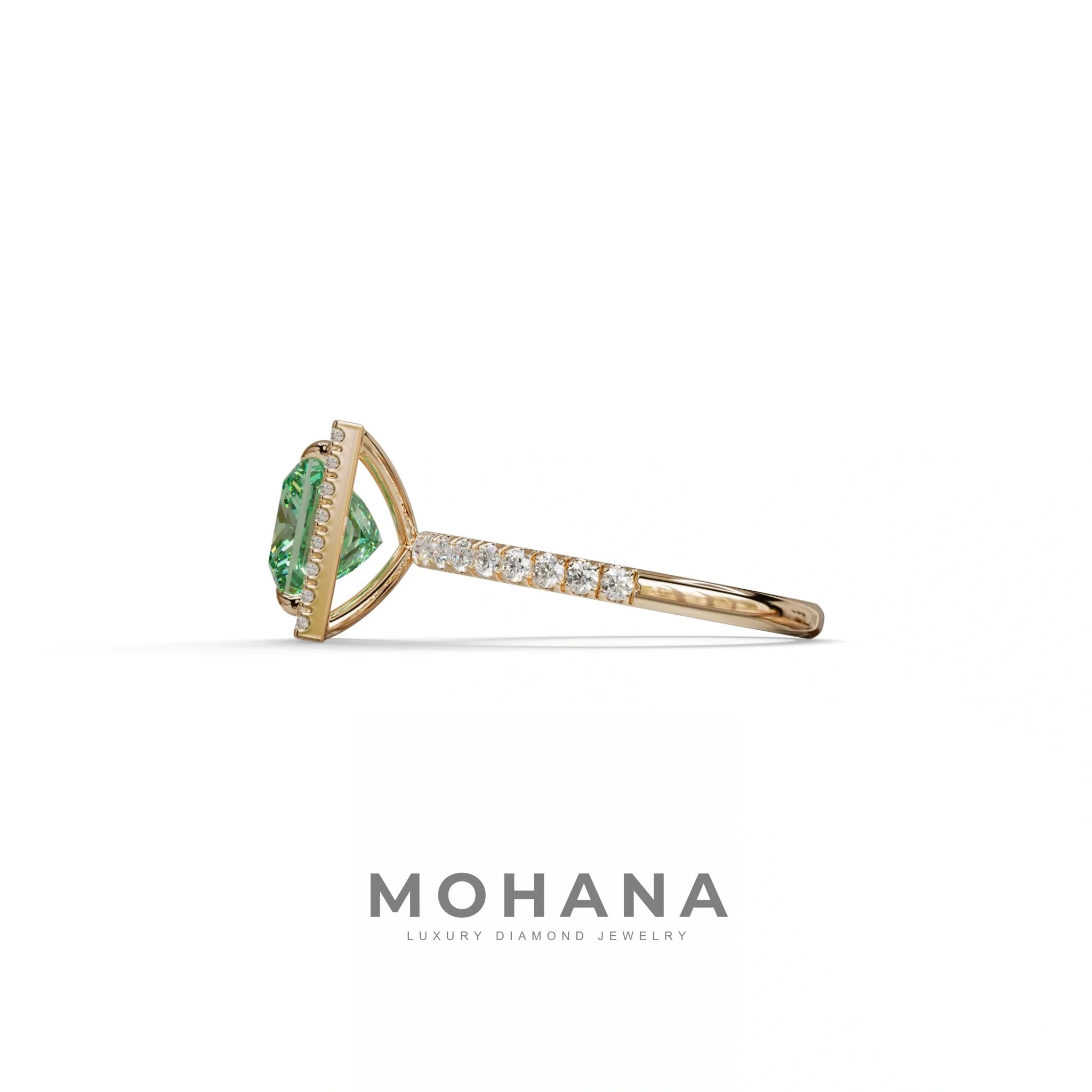 2 Carat Green Princess Cut Halo & Pave Lab Diamond Ring - Diamond Prime