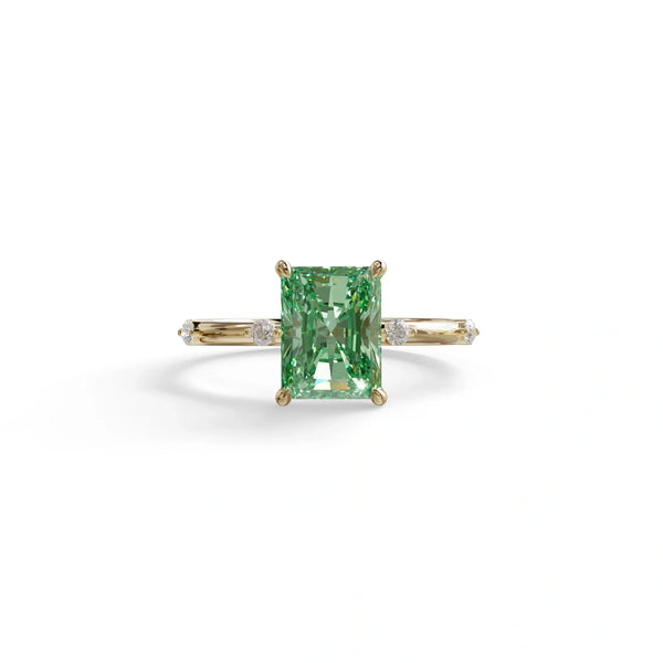 2 Carat Green Lab Grown Diamond Engagement Ring – Radiant Cut Channel | Elaria