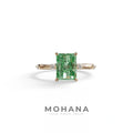 2 Ct Fancy Vivid Green Radiant Cut Lab Grown Diamond Engagement Ring | Space-Chanel Setting - Elaria - 10K Solid Gold