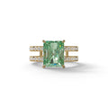 Green Color Radiant Cut Lab Diamond Engagement Ring | Double Band Hidden Halo - Billie - 10K Solid Gold / Yellow Gold