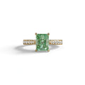 2 Carat Green Radiant Cut Halo & Pave Lab Grown Diamond Ring- Asphalt