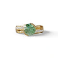 2 Carat Green Round Shaped Channel Set Lab Diamond Engagement Ring - Avonlea - 10K Solid Gold / Yellow Gold
