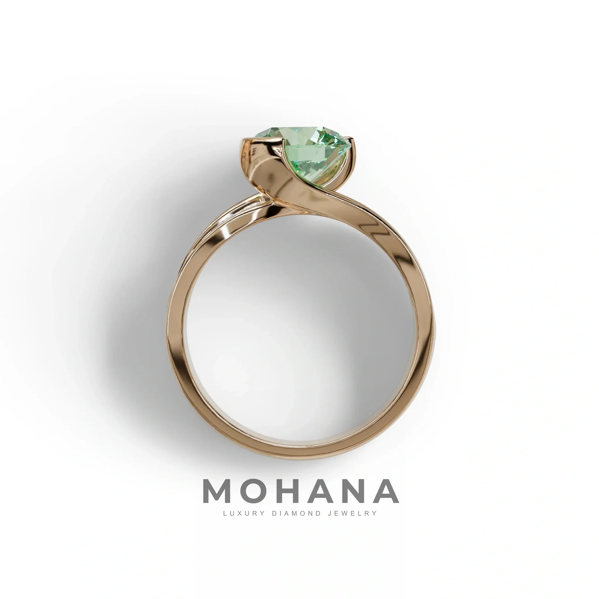 2 Carat Green Round Shaped Channel Set Lab Diamond Engagement Ring - Avonlea