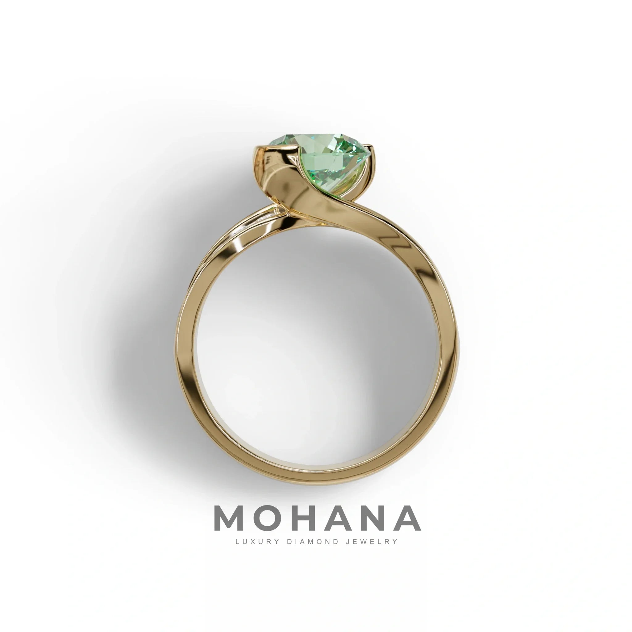 2 Carat Green Round Shaped Channel Set Lab Diamond Engagement Ring - Avonlea