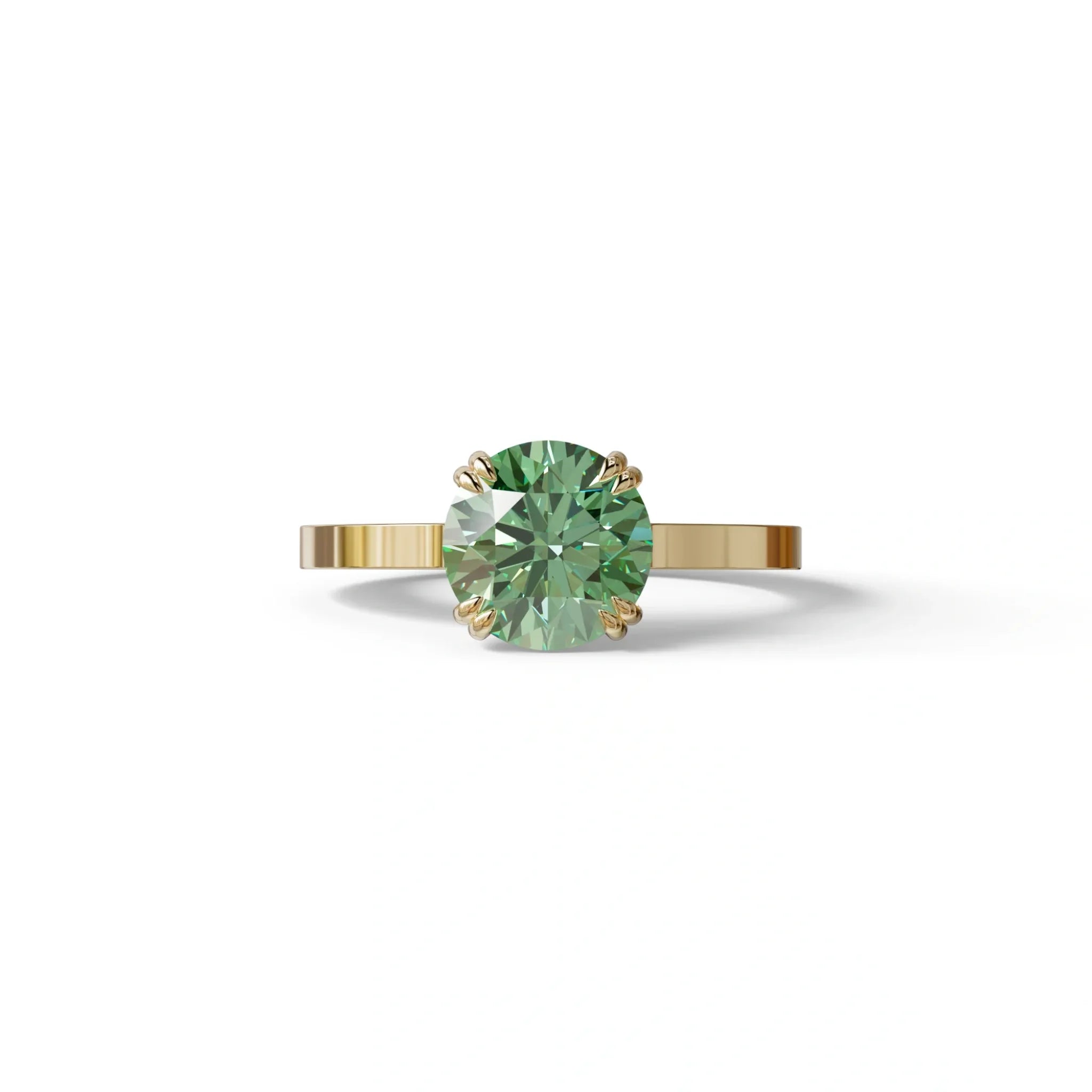 2 Carat Green Round Cut Hidden Halo Lab Diamond Engagement Ring - Maeve - 10K Solid Gold / Yellow Gold