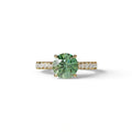 2 Carat Round Cut Green Lab Grown Diamond Engagement Ring | Hidden Halo & Pave - Brilliant - 10K Solid Gold / Yellow