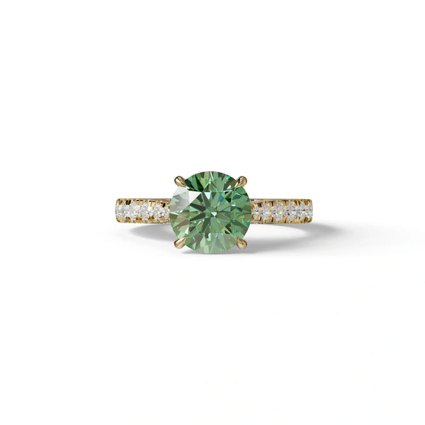 2 Carat Green Lab Grown Diamond Engagement Ring – Round Cut Hidden Halo | Brilliant