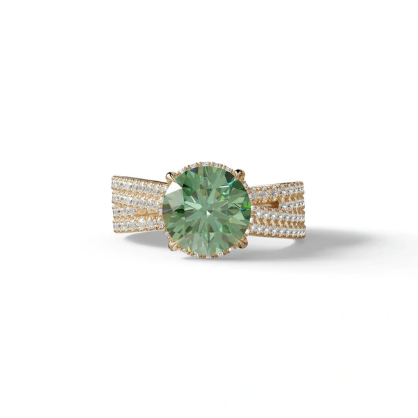 2 Carat Green Lab Grown Diamond Engagement Ring – Round Cut Hidden Halo | Je T'Aime