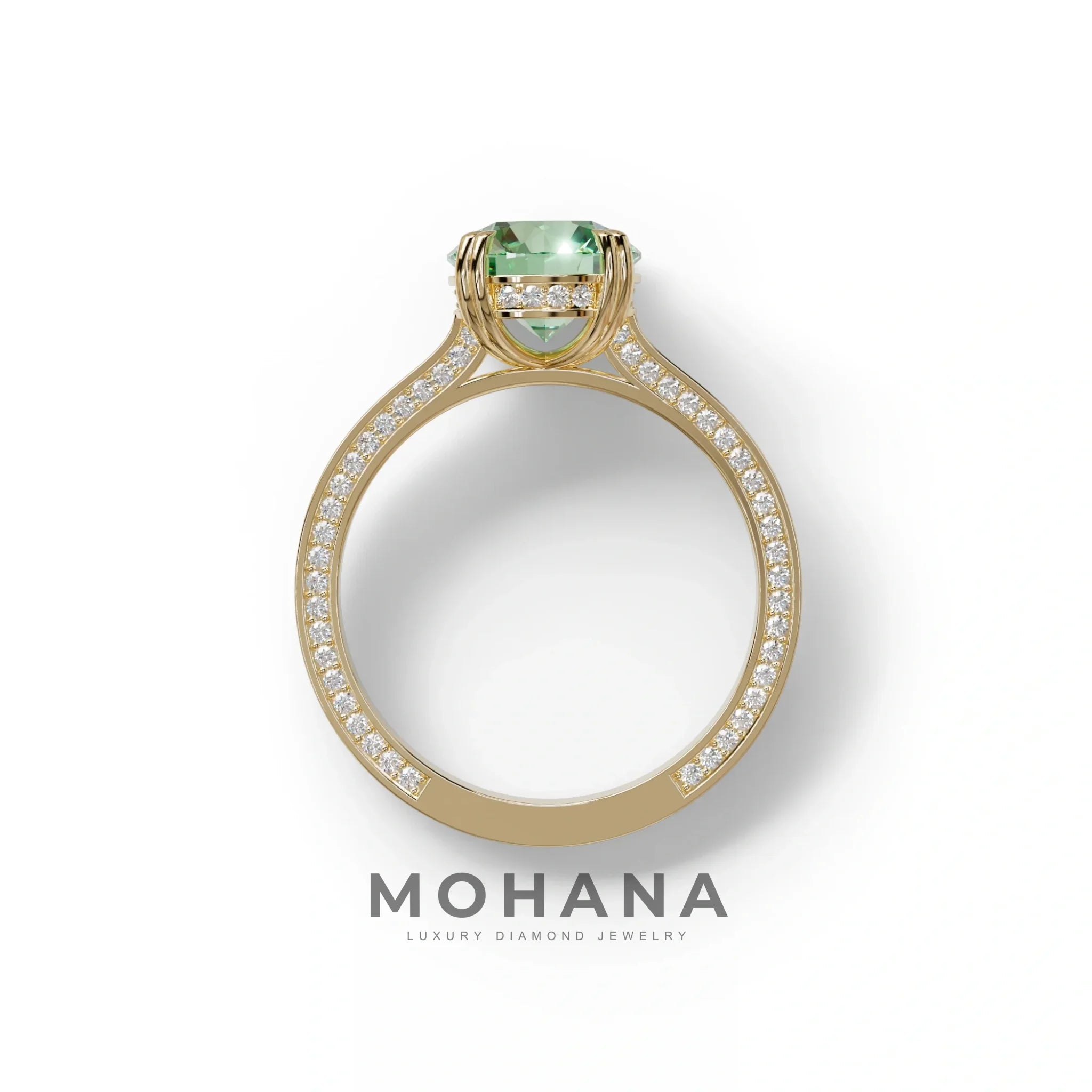 2 Carat Green Round Cut Hidden Halo Lab Diamond Engagement Ring - Maeve