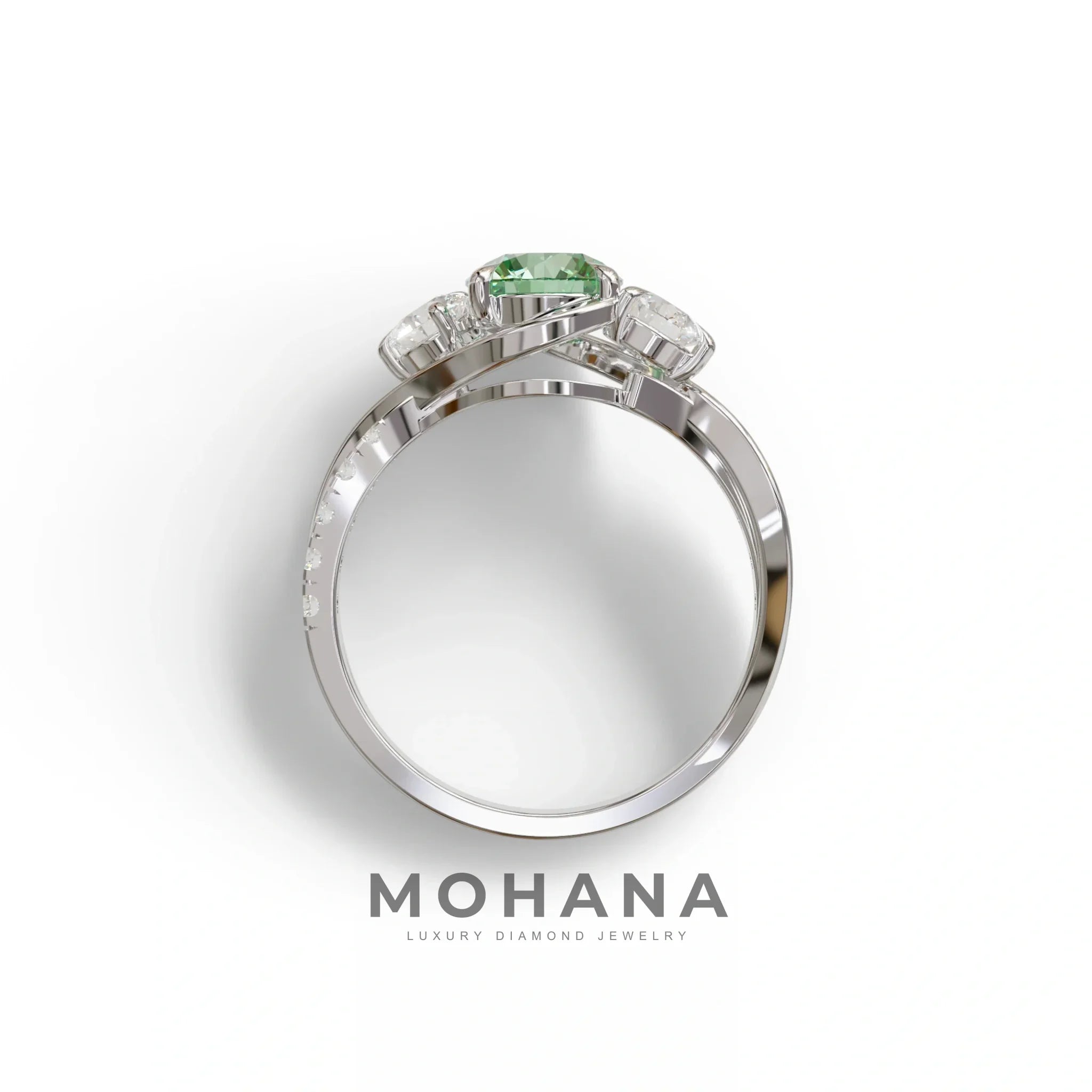 2 Carat Green Lab Grown Diamond Round Diamond Engagement Ring - Giverny
