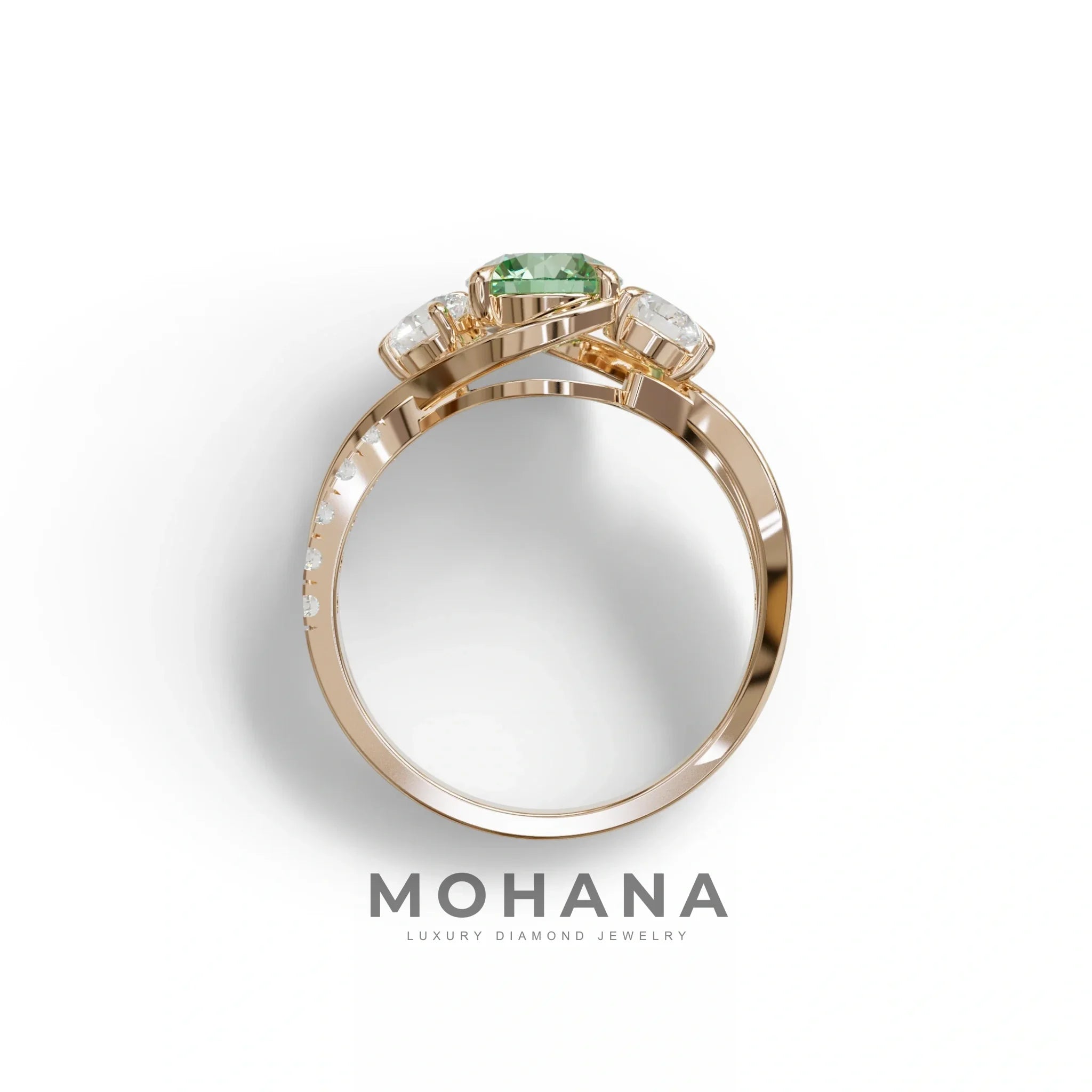 2 Carat Green Lab Grown Diamond Round Diamond Engagement Ring - Giverny
