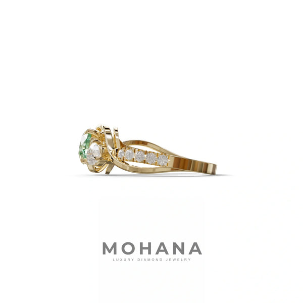 2 Carat Green Lab Grown Diamond Engagement Ring – Round Cut Pavé | Giverny alternate view