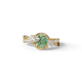 2 Carat Green Lab Grown Diamond Round Diamond Engagement Ring - Giverny - 10K Solid Gold / Yellow Gold