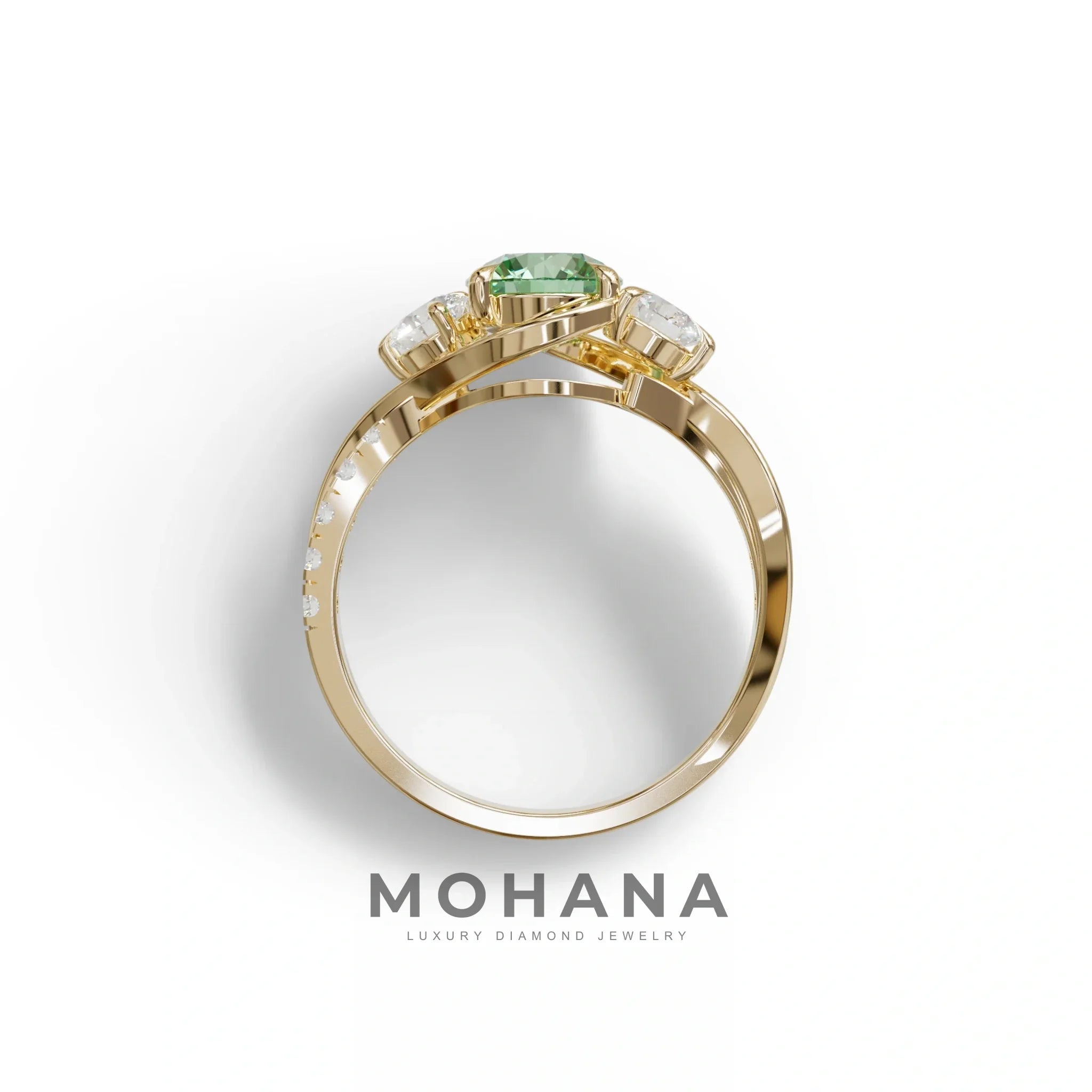 2 Carat Green Lab Grown Diamond Round Diamond Engagement Ring - Giverny