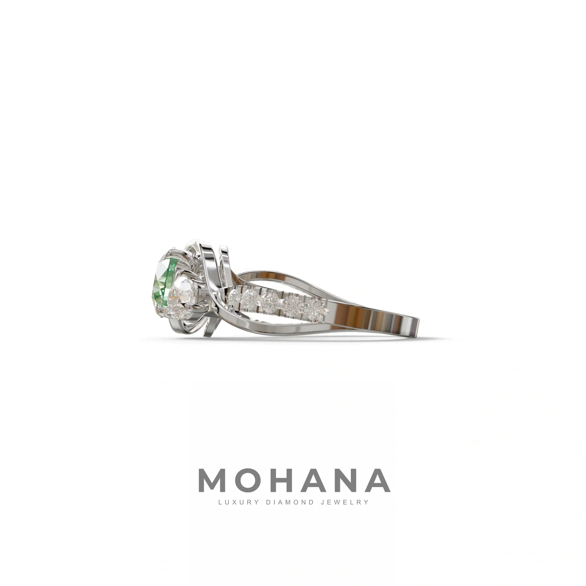2 Carat Green Lab Grown Diamond Round Diamond Engagement Ring - Giverny