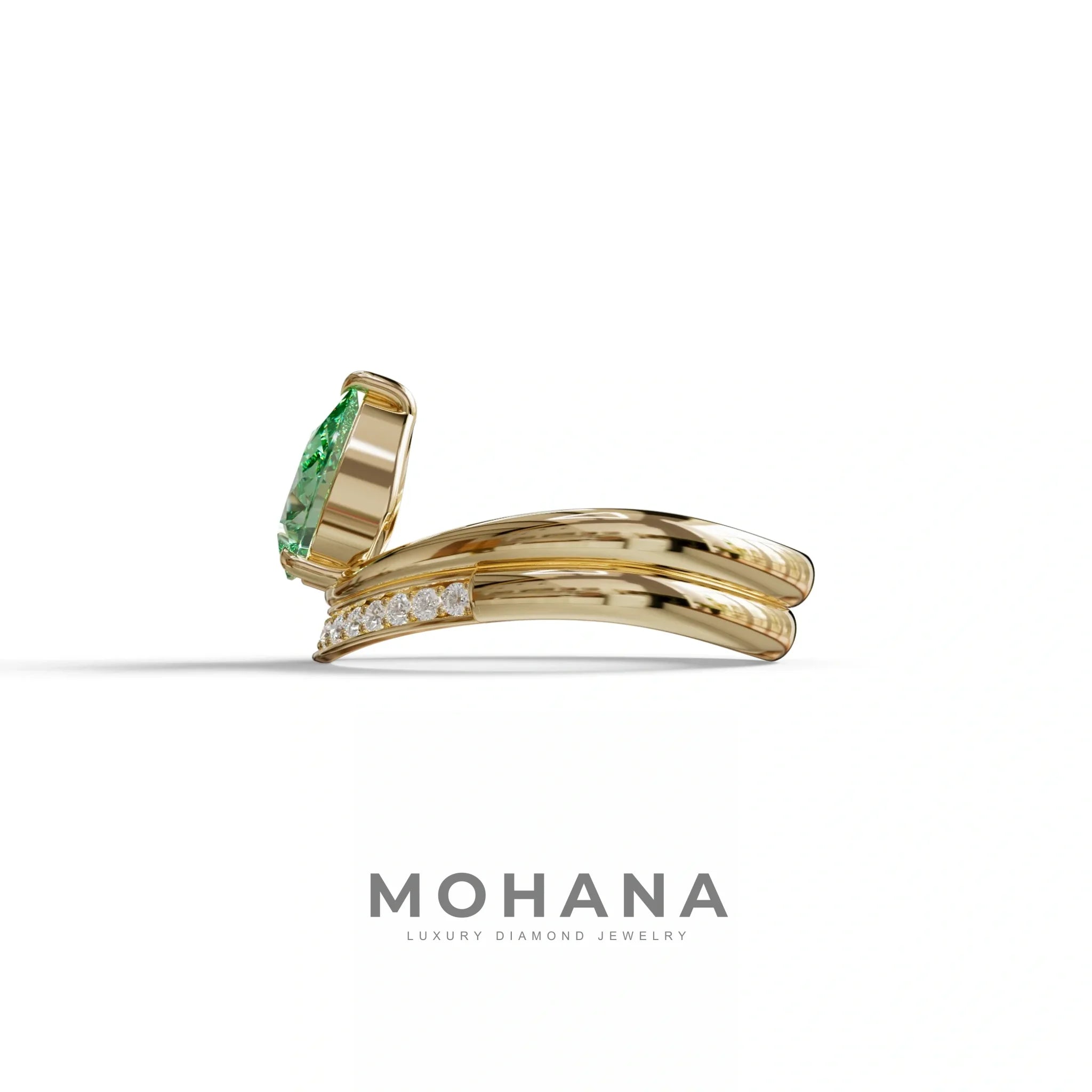 2 Carat Green Color Lab Diamond Wedding Ring set - Gemini