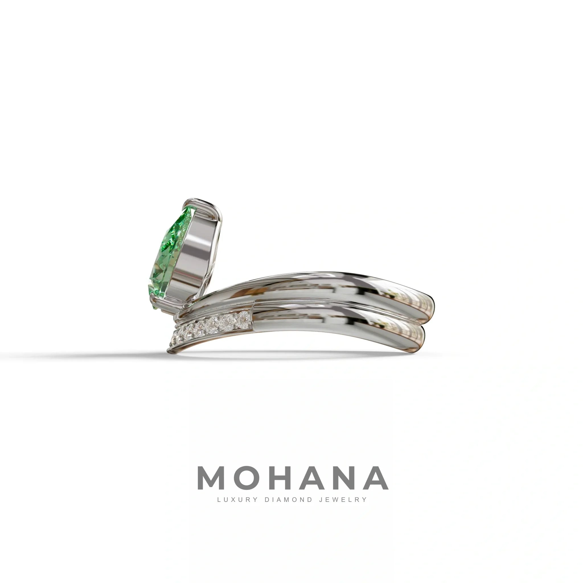 2 Carat Green Color Lab Diamond Wedding Ring set - Gemini