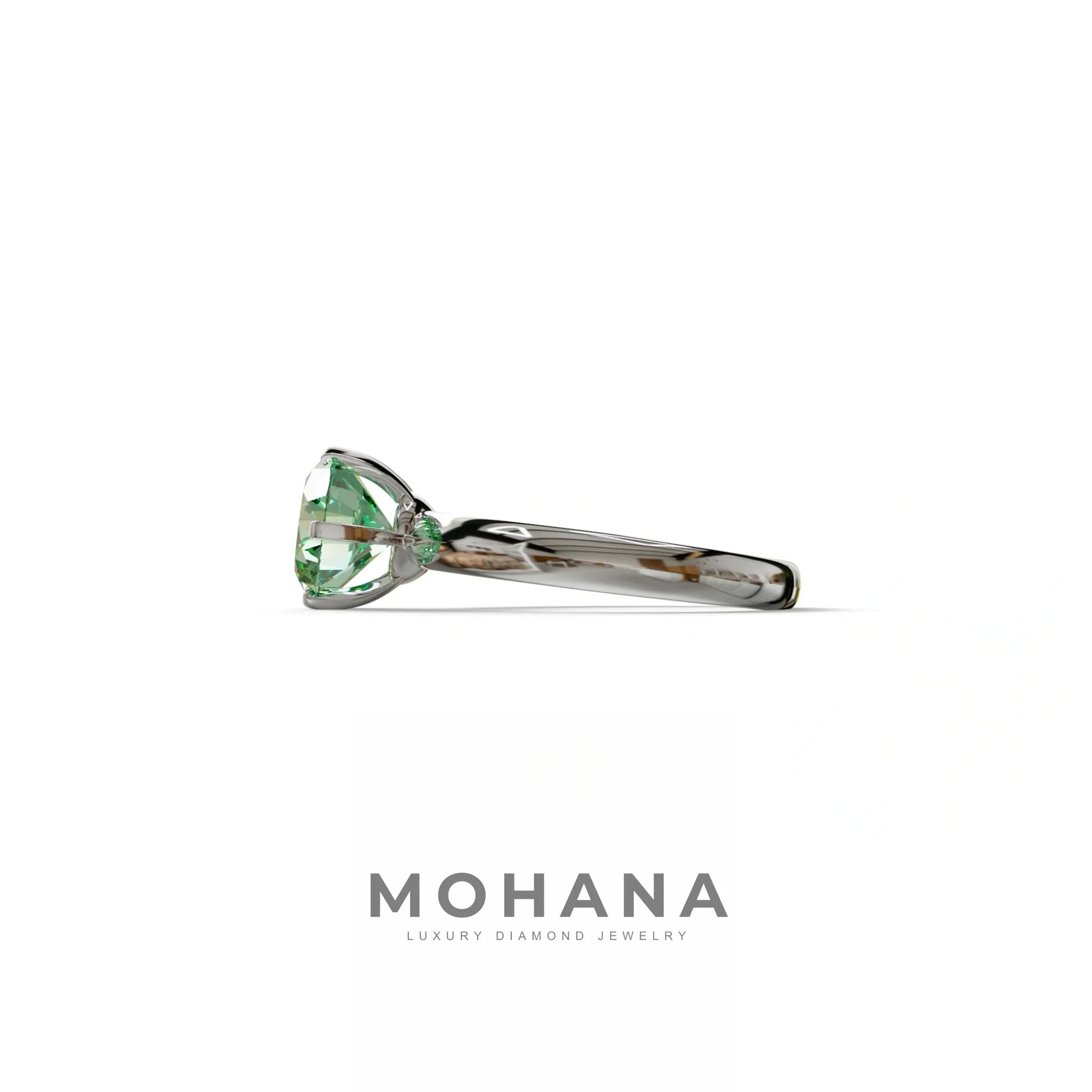 2 Carat Green Round Cut Solitaire Lab Diamond Ring - Fury